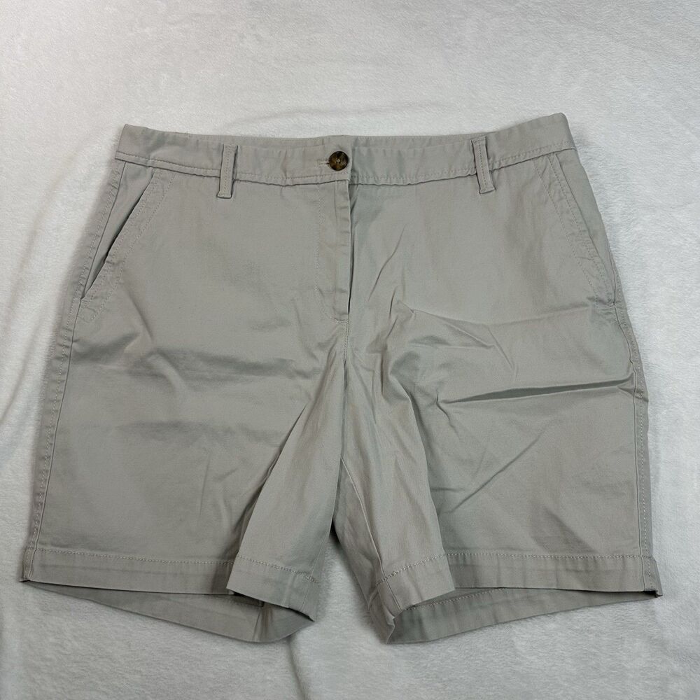 Talbots Girlfriend Chino Shorts Women’s 10 Gray Cotton Stretch 7” Preppy